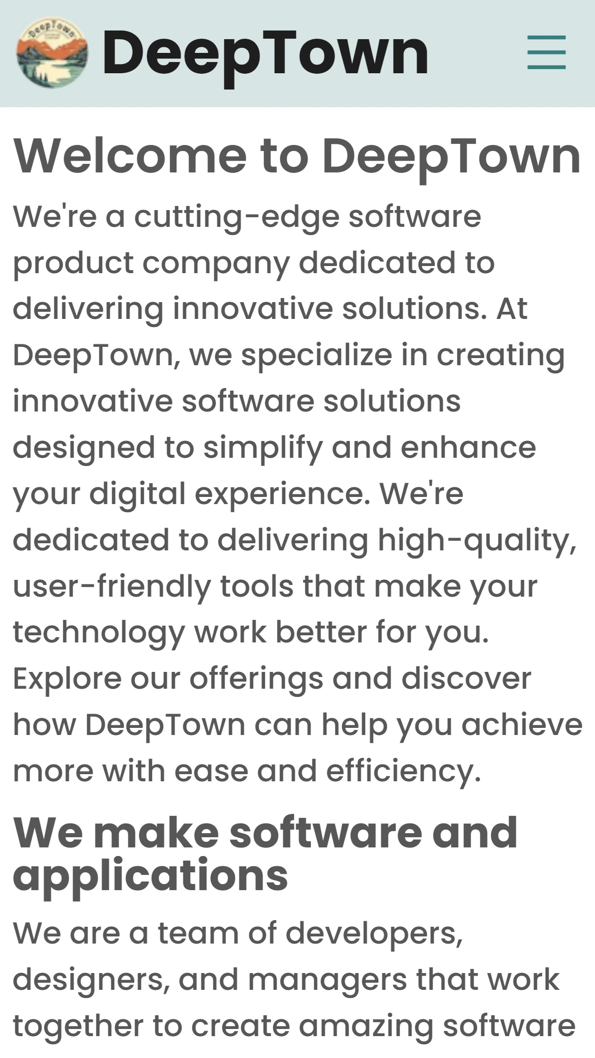 DeepTown.com Website on Mobile devices